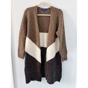 Apt. 9 Knit Open Long Cardigan Sweater Brown Cream M